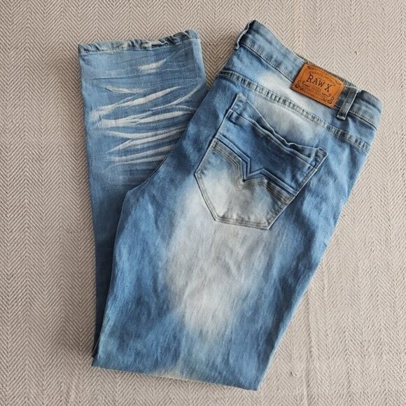 Raw X Jeans Men's 40x32 Standard Distressed Medium Wash Blue Stretch RN# 137711 - Picture 14 of 16